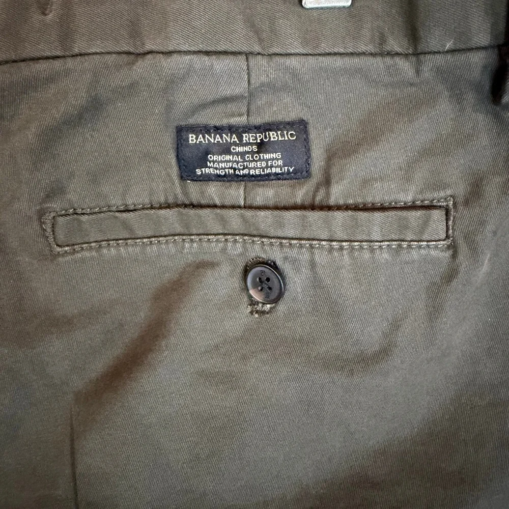 Banana Republic Pants Mens 32 Lived-In Chino Olive Green Slim Fit EUC